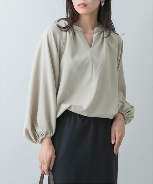 F by ROSSO（エフバイロッソ）の「F by ROSSO　イージーケアバルーンスリーブブラウス（シャツ/ブラウス・レディース・ネイビー/グレー/ベージュ系その他・FREE）」の6枚目の写真