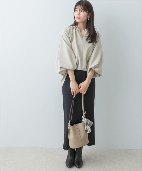 F by ROSSO（エフバイロッソ）の「F by ROSSO　イージーケアバルーンスリーブブラウス（シャツ/ブラウス・レディース・ネイビー/グレー/ベージュ系その他・FREE）」の8枚目の写真