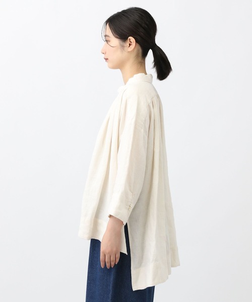natural by clip》リネンミニカラーギャザーブラウス