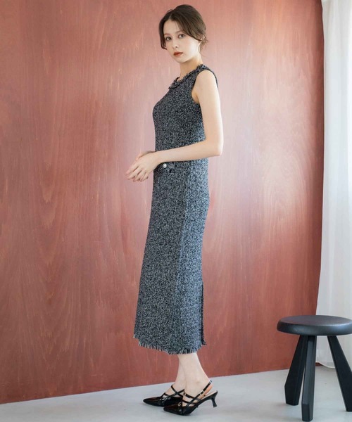 NOELA(ノエラ)の「ツイードニットワンピース(ワンピース・レディース・ブラック/ラベンダー・フリー)」の7枚目の写真