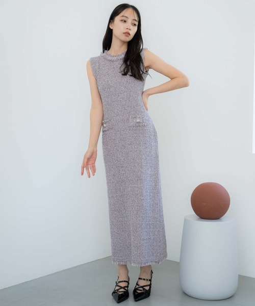 NOELA(ノエラ)の「ツイードニットワンピース(ワンピース・レディース・ブラック/ラベンダー・フリー)」の12枚目の写真