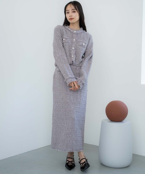 NOELA(ノエラ)の「ツイードニットワンピース(ワンピース・レディース・ブラック/ラベンダー・フリー)」の19枚目の写真