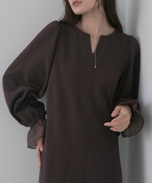 セール】【選べるサイズ展開】オーガンジー切替スウェットワンピース