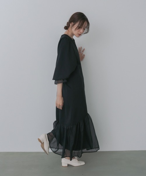 Bab（バブ）の「【選べるサイズ展開】オーガンジー切替スウェットワンピース（ワンピース・レディース・アイボリー/ブラック/ブラウン・S/M/L）」の14枚目の写真