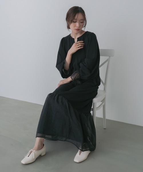 Bab（バブ）の「【選べるサイズ展開】オーガンジー切替スウェットワンピース（ワンピース・レディース・アイボリー/ブラック/ブラウン・S/M/L）」の17枚目の写真