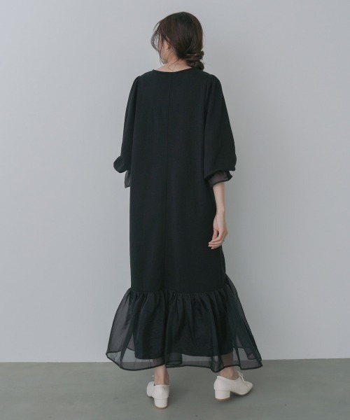 Bab（バブ）の「【選べるサイズ展開】オーガンジー切替スウェットワンピース（ワンピース・レディース・アイボリー/ブラック/ブラウン・S/M/L）」の8枚目の写真