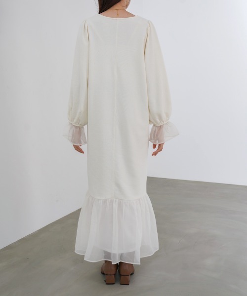 Bab（バブ）の「【選べるサイズ展開】オーガンジー切替スウェットワンピース（ワンピース・レディース・アイボリー/ブラック/ブラウン・S/M/L）」の20枚目の写真