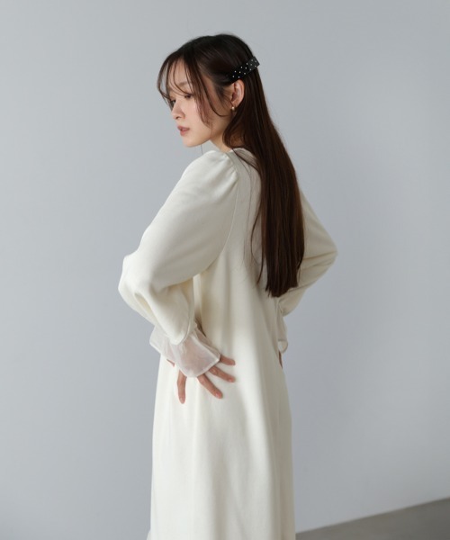 セール】【選べるサイズ展開】オーガンジー切替スウェットワンピース