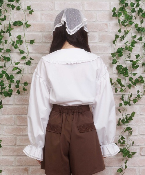 axes femme POETIQUE(アクシーズファムポエティック)の「バブーシュカ付スモック風ブラウス(シャツ/ブラウス・レディース・イエロー/ブラウン/ホワイト・MEDIUM)」の5枚目の写真