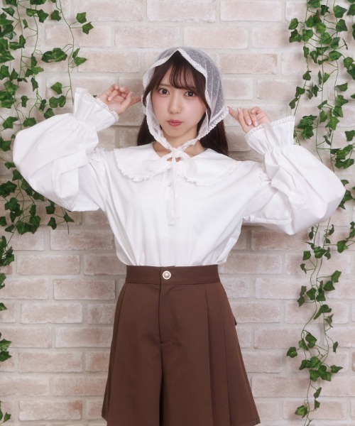 セール】バブーシュカ付スモック風ブラウス（シャツ/ブラウス）｜axes