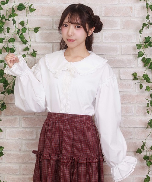 axes femme POETIQUE(アクシーズファムポエティック)の「バブーシュカ付スモック風ブラウス(シャツ/ブラウス・レディース・イエロー/ブラウン/ホワイト・MEDIUM)」の7枚目の写真