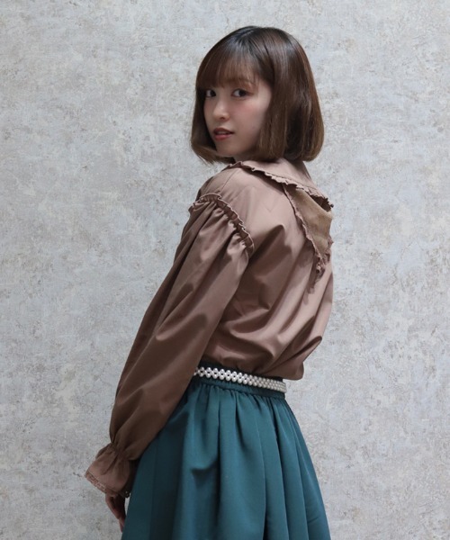 axes femme POETIQUE(アクシーズファムポエティック)の「バブーシュカ付スモック風ブラウス(シャツ/ブラウス・レディース・イエロー/ブラウン/ホワイト・MEDIUM)」の8枚目の写真