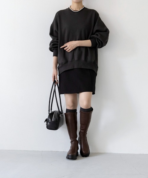 menue（メヌエ）の「ラウンドトゥ 厚底 ストレッチロングブーツ（ブーツ・レディース・ダークブラウン/ブラック系その他/ブラック・S/M/L/LL）」の14枚目の写真