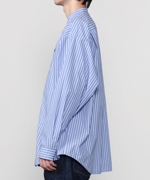 GYMPHLEX（ジムフレックス）の「Gymphlex | タイプライター バンドカラー長袖シャツ STRIPE MEN（シャツ/ブラウス・メンズ・ブルー系その他・L/M）」の5枚目の写真