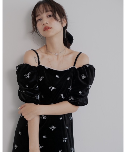 JUMELLE(ジュメロ)の「【結婚式/オケージョン】ベロアラインドレス(ワンピース・レディース・ブラック・MEDIUM/SMALL)」の6枚目の写真