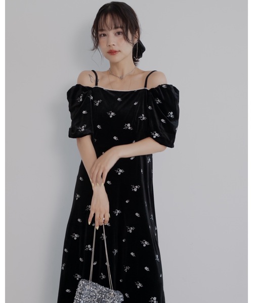 結婚式/オケージョン】ベロアラインドレス（ワンピース）｜jumelle