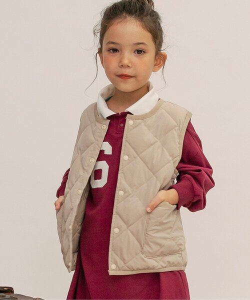 ベージュ キルティングダウンベスト S セール】 【撥水】キルティングジップ アウター （ダウンジャケット