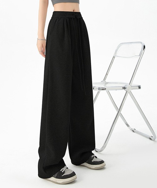 DAY CLOSET（デイ クローゼット）の「【大きいサイズ有】韓国っぽ美脚。レースアップハイウエストイージースウェットパンツ レディース（スウェットパンツ・レディース・アイボリー/ブラック/グレー/ピンク・M/S/XL/L）」の2枚目の写真