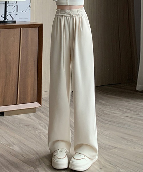 DAY CLOSET（デイ クローゼット）の「【大きいサイズ有】韓国っぽ美脚。レースアップハイウエストイージースウェットパンツ レディース（スウェットパンツ・レディース・アイボリー/ブラック/グレー/ピンク・M/S/XL/L）」の20枚目の写真