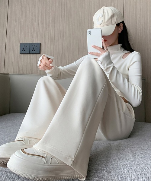 DAY CLOSET（デイ クローゼット）の「【大きいサイズ有】韓国っぽ美脚。レースアップハイウエストイージースウェットパンツ レディース（スウェットパンツ・レディース・アイボリー/ブラック/グレー/ピンク・M/S/XL/L）」の21枚目の写真