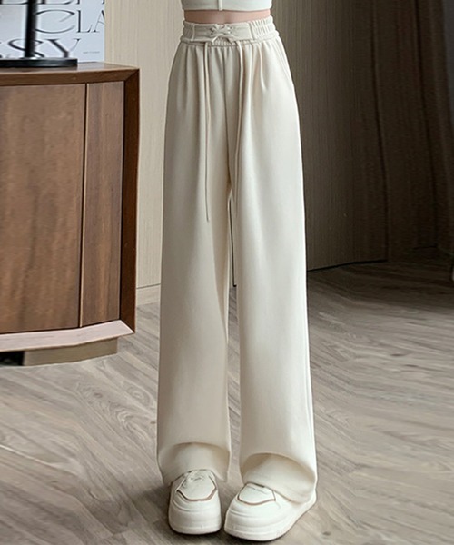 DAY CLOSET（デイ クローゼット）の「【大きいサイズ有】韓国っぽ美脚。レースアップハイウエストイージースウェットパンツ レディース（スウェットパンツ・レディース・アイボリー/ブラック/グレー/ピンク・M/S/XL/L）」の14枚目の写真