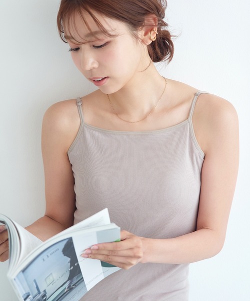 Ahr.(アール)の「【ノンワイヤーでもキレイシルエットキープ】カップ付きキャミソール ブラトップ/basic(キャミソール・レディース・モスグリーン/グレイッシュベージュ/ブラック・M-L/L-XL/S-M)」の9枚目の写真