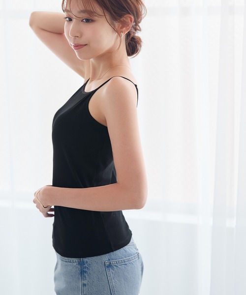 Ahr.(アール)の「【ノンワイヤーでもキレイシルエットキープ】カップ付きキャミソール ブラトップ/basic(キャミソール・レディース・モスグリーン/グレイッシュベージュ/ブラック・M-L/L-XL/S-M)」の14枚目の写真