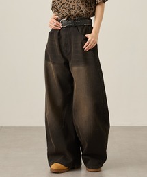 Snap club（スナップクラブ）の「【Snap club】ヴィンテージ加工ワイドカーブデニムパンツ（デニムパンツ）」