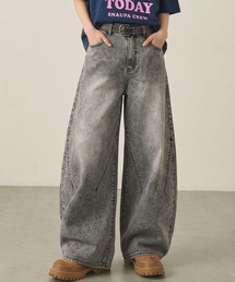 Snap club（スナップクラブ）の「【Snap club】ヴィンテージ加工ワイドカーブデニムパンツ（デニムパンツ）」