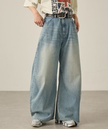 Snap club（スナップクラブ）の「【Snap club】ヴィンテージ加工ワイドカーブデニムパンツ（デニムパンツ）」