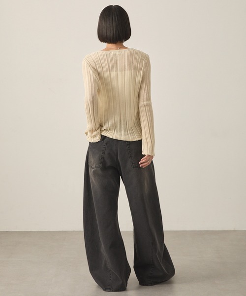 Snap club(スナップクラブ)の「【Snap club】ヴィンテージ加工ワイドカーブデニムパンツ(デニムパンツ・レディース・スミクロ/インディゴブルー/ブラウン/ライトブルー・L/M/S)」の20枚目の写真