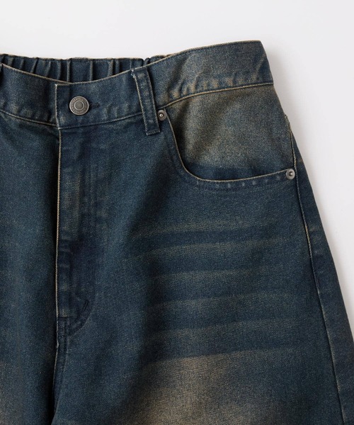Snap club】ヴィンテージ加工ワイドカーブデニムパンツ（デニムパンツ