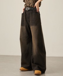 Snap club（スナップクラブ）の「【Snap club】ヴィンテージ加工ワイドカーブデニムパンツ（デニムパンツ）」