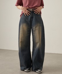 Snap club（スナップクラブ）の「【Snap club】ヴィンテージ加工ワイドカーブデニムパンツ（デニムパンツ）」