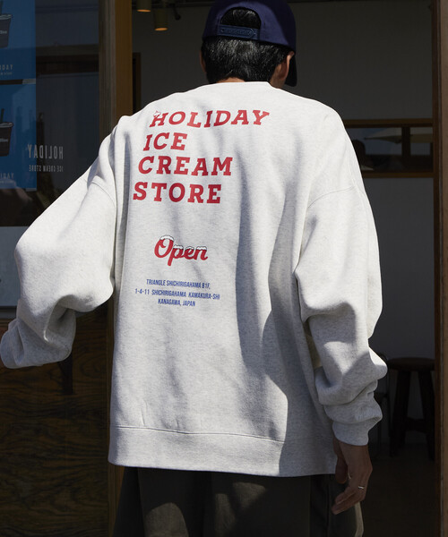 FREAK'S STORE（フリークスストア）の「限定展開 HOLIDAY ICECREAM×FREAK'S STORE/ホリデーアイスクリーム 別注 ビッグシルエット バックプリント クルーネックスウェット/裏起毛（Tシャツ/カットソー・メンズ・ブラック/グレー/ピンク/グリーン・SMALL/MEDIUM/LARGE）」の11枚目の写真