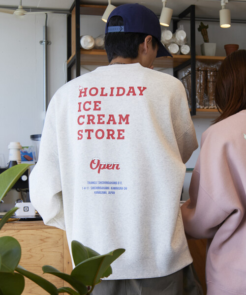 FREAK'S STORE（フリークスストア）の「限定展開 HOLIDAY ICECREAM×FREAK'S STORE/ホリデーアイスクリーム 別注 ビッグシルエット バックプリント クルーネックスウェット/裏起毛（Tシャツ/カットソー・メンズ・ブラック/グレー/ピンク/グリーン・SMALL/MEDIUM/LARGE）」の22枚目の写真
