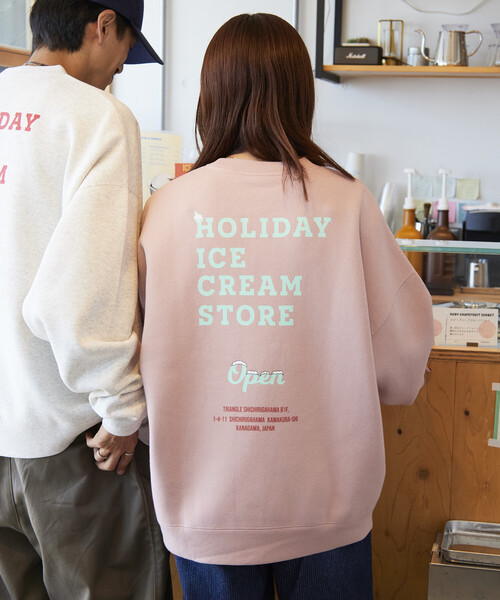 FREAK'S STORE（フリークスストア）の「限定展開 HOLIDAY ICECREAM×FREAK'S STORE/ホリデーアイスクリーム 別注 ビッグシルエット バックプリント クルーネックスウェット/裏起毛（Tシャツ/カットソー・メンズ・ブラック/グレー/ピンク/グリーン・SMALL/MEDIUM/LARGE）」の20枚目の写真