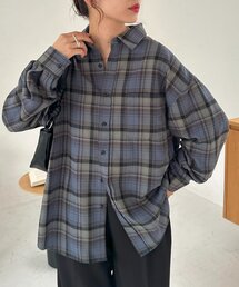 【ユニセックス】起毛ネルチェックオーバーシャツ