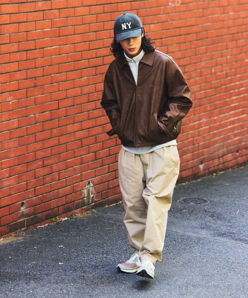 NAUTICA/ノーティカ フェード加工 レザレッド ショート丈 ジップ