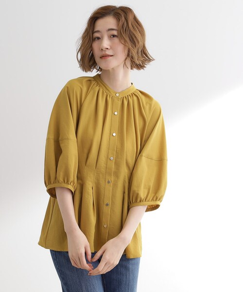 grove(グローブ)の「ウエストタックチュニックブラウス(シャツ/ブラウス・レディース・ブラック/ナチュラル/マスタード・01/02/03/04/05)」の3枚目の写真