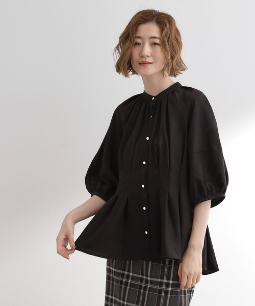 grove(グローブ)の「ウエストタックチュニックブラウス(シャツ/ブラウス・レディース・ブラック/ナチュラル/マスタード・01/02/03/04/05)」の6枚目の写真