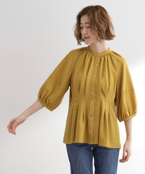 grove(グローブ)の「ウエストタックチュニックブラウス(シャツ/ブラウス・レディース・ブラック/ナチュラル/マスタード・01/02/03/04/05)」の7枚目の写真