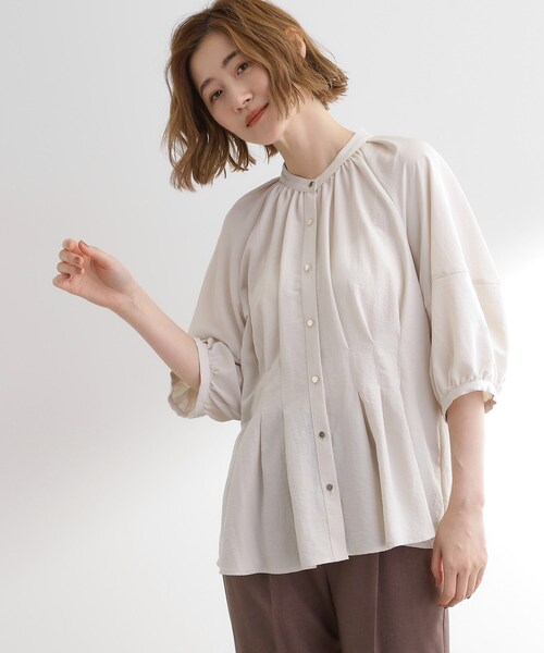 grove(グローブ)の「ウエストタックチュニックブラウス(シャツ/ブラウス・レディース・ブラック/ナチュラル/マスタード・01/02/03/04/05)」の4枚目の写真