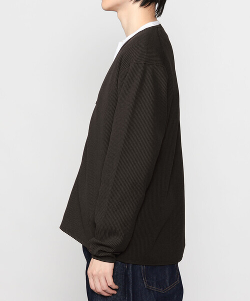 【新品】Goldwin Bshop別注 サーマル Vネックカーディガン 黒3 セール】Goldwin |〈別注〉サーマル Vネックカーディガン MEN