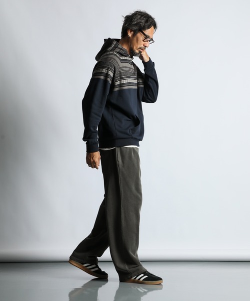 The DUFFER of ST.GEORGE（ザダファーオブセントジョージ）の「DUFFER ORIGINAL JACQUARD SWITCHING PARKA：オリジナル ジャガード 切替デザイン パーカー（パーカー・メンズ・ブラック/ネイビー・LARGE/MEDIUM/X-LARGE）」の11枚目の写真