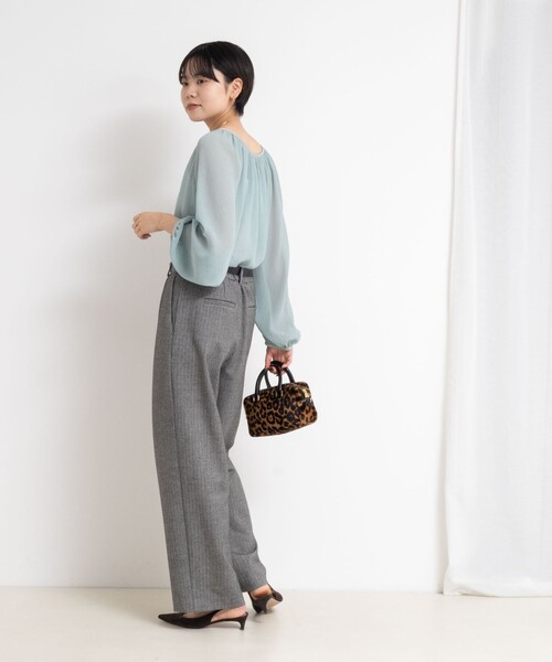 NOLLEY’S Sophi（ノーリーズソフィ）の「ウォッシャブル楊柳ギャザーブラウス（シャツ/ブラウス・レディース・グレイッシュブルー/ブラック/グレイッシュベージュ・38）」の21枚目の写真