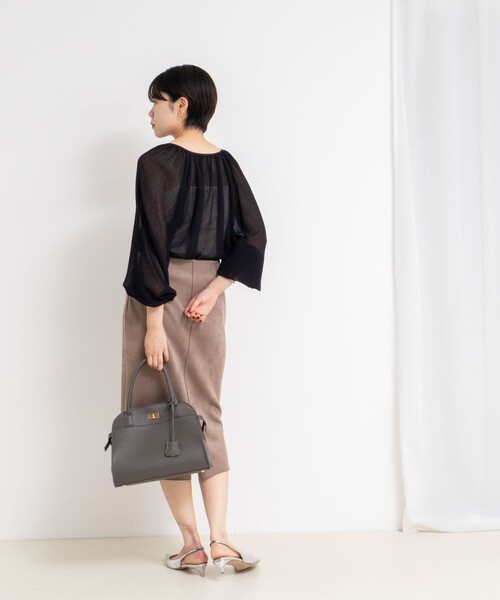 NOLLEY’S Sophi（ノーリーズソフィ）の「ウォッシャブル楊柳ギャザーブラウス（シャツ/ブラウス・レディース・グレイッシュブルー/ブラック/グレイッシュベージュ・38）」の17枚目の写真