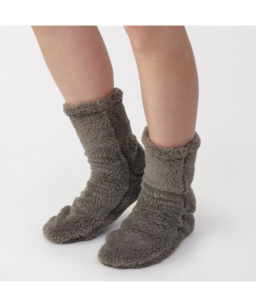無印良品(ムジルシリョウヒン)の「婦人 足なり直角 再生ポリエステル ボアフリース ルームソックス(ソックス/靴下・レディース・ピンク/ブラウン系/ライトベージュ/ラベンダー/ブラウン/ライトグリーン・23-25cm)」の7枚目の写真