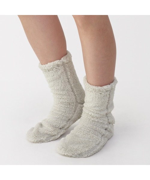 無印良品(ムジルシリョウヒン)の「婦人 足なり直角 再生ポリエステル ボアフリース ルームソックス(ソックス/靴下・レディース・ピンク/ブラウン系/ライトベージュ/ラベンダー/ブラウン/ライトグリーン・23-25cm)」の8枚目の写真