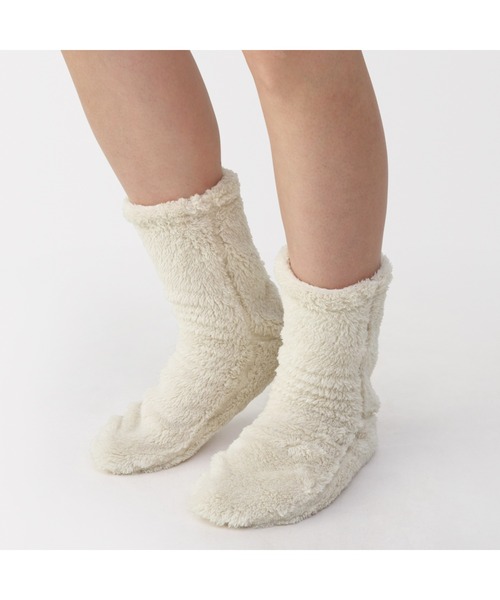 無印良品(ムジルシリョウヒン)の「婦人 足なり直角 再生ポリエステル ボアフリース ルームソックス(ソックス/靴下・レディース・ピンク/ブラウン系/ライトベージュ/ラベンダー/ブラウン/ライトグリーン・23-25cm)」の9枚目の写真